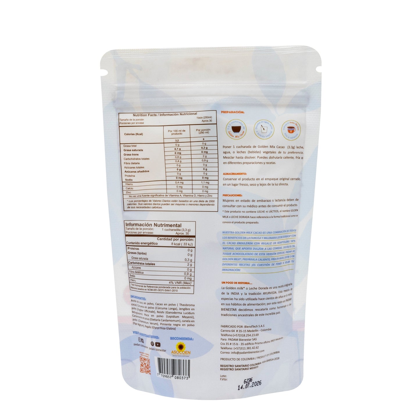 Golden Milk Cacao | 900 gr | 272 porciones