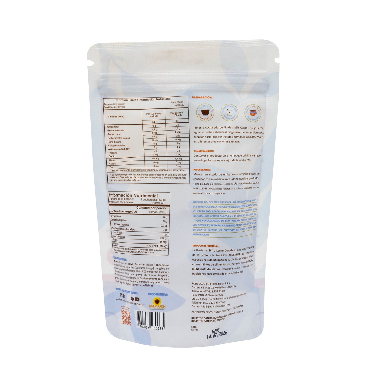 Golden Milk Cacao | 900 gr | 272 porciones
